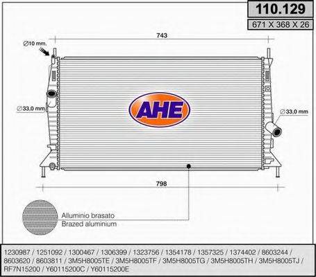 AHE 110129 Радиатор, охлаждение двигателя