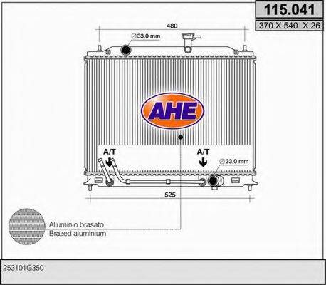 AHE 115041 Радиатор, охлаждение двигателя