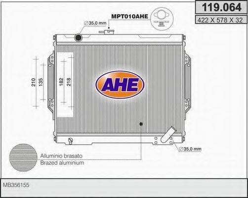 AHE 119064 Радиатор, охлаждение двигателя