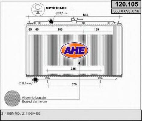 AHE 120105 Радиатор, охлаждение двигателя