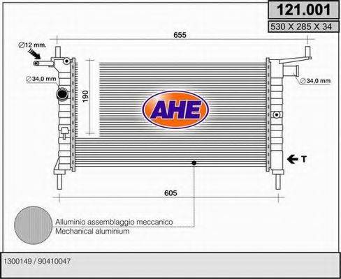 AHE 121001 Радиатор, охлаждение двигателя
