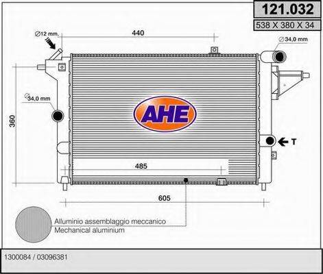 AHE 121032 Радиатор, охлаждение двигателя