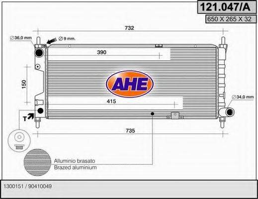 AHE 121047A Радиатор, охлаждение двигателя