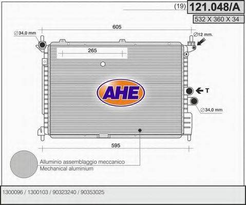AHE 121048A Радиатор, охлаждение двигателя