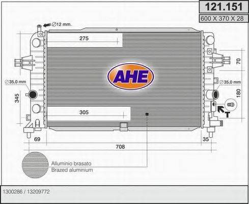 AHE 121151 Радиатор, охлаждение двигателя