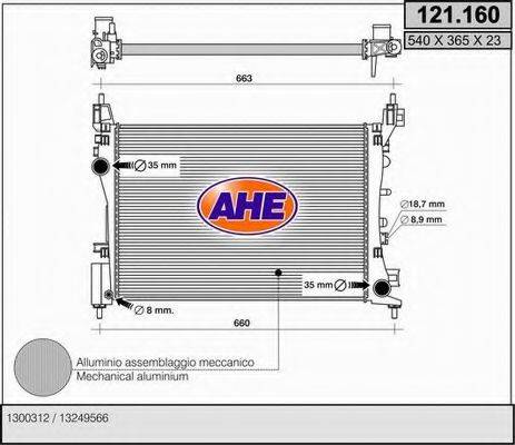 AHE 121160 Радиатор, охлаждение двигателя