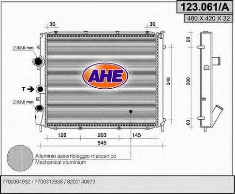 Радиатор, охлаждение двигателя AHE 123.061/A