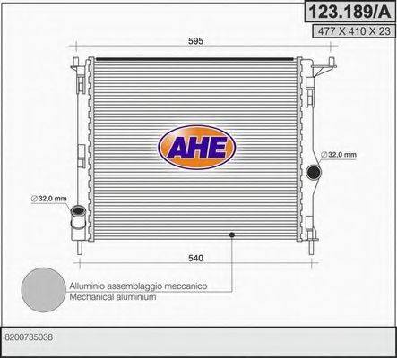 Радиатор, охлаждение двигателя AHE 123.189/A