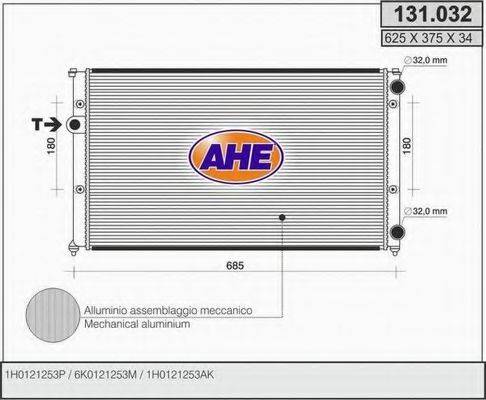 Радиатор, охлаждение двигателя AHE 131.032