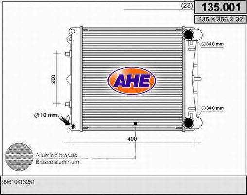 AHE 135001 Радиатор, охлаждение двигателя