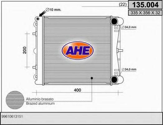 AHE 135004 Радиатор, охлаждение двигателя