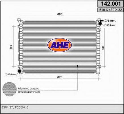 AHE 142001 Радиатор, охлаждение двигателя