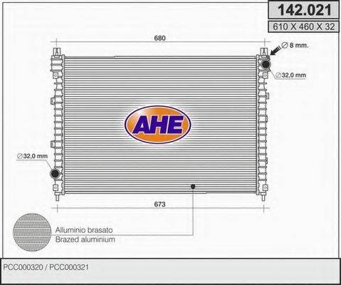 AHE 142021 Радиатор, охлаждение двигателя