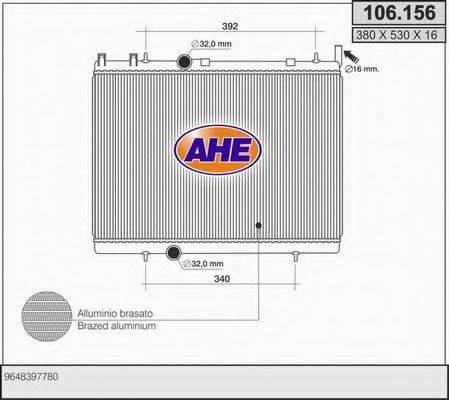 AHE 106156 Радиатор, охлаждение двигателя