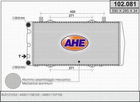 AHE 102081 Радиатор, охлаждение двигателя