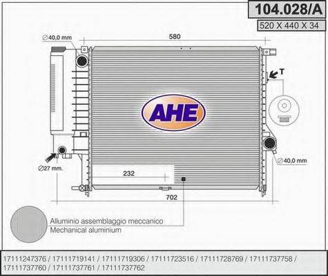 AHE 104028A Радиатор, охлаждение двигателя