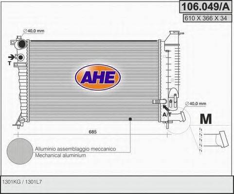 Радиатор, охлаждение двигателя AHE 106.049/A