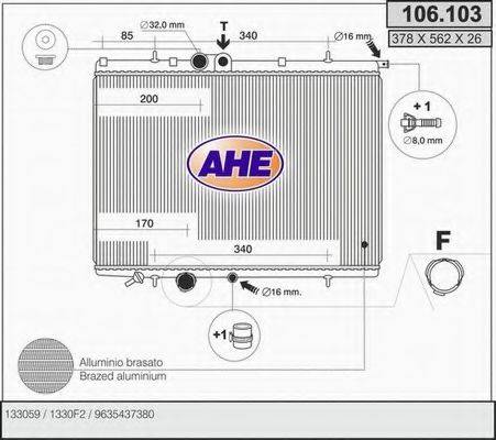 AHE 106103 Радиатор, охлаждение двигателя