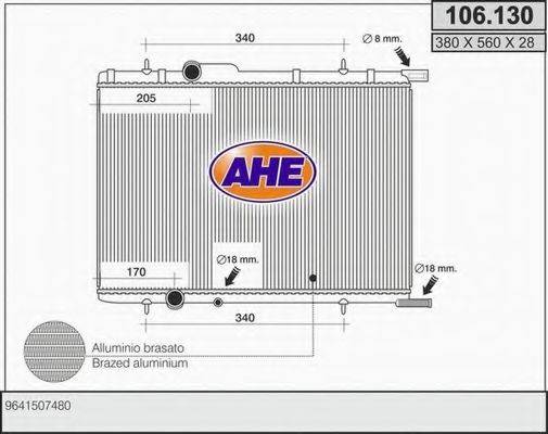 Радиатор, охлаждение двигателя AHE 106.130