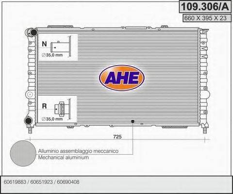 Радиатор, охлаждение двигателя AHE 109.306/A