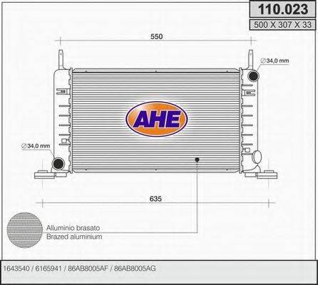 AHE 110023 Радиатор, охлаждение двигателя