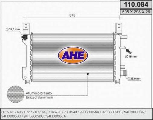 Радиатор, охлаждение двигателя AHE 110.084