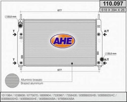 Радиатор, охлаждение двигателя AHE 110.097