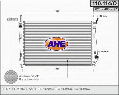 AHE 110114O Радиатор, охлаждение двигателя