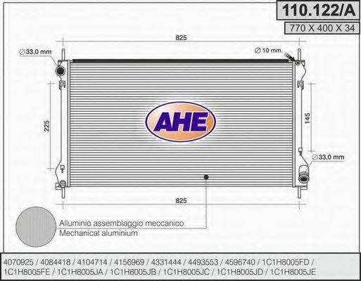Радиатор, охлаждение двигателя AHE 110.122/A