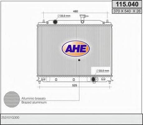 AHE 115040 Радиатор, охлаждение двигателя