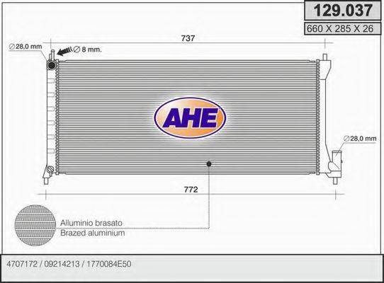 AHE 129037 Радиатор, охлаждение двигателя