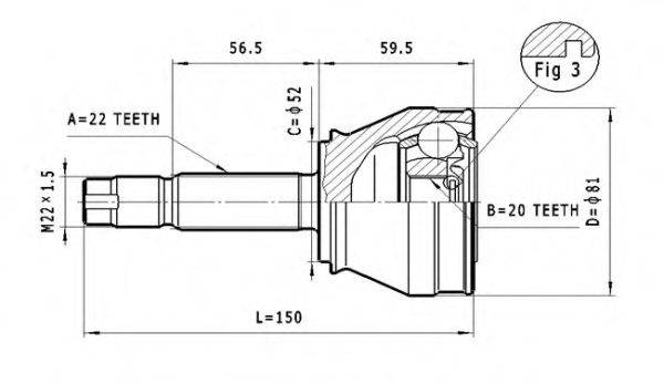 STATIM C161 Шарнирный комплект, приводной вал