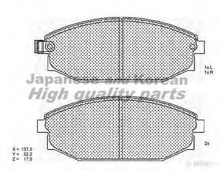 Комплект тормозных колодок, дисковый тормоз ASHUKI 1080-3250