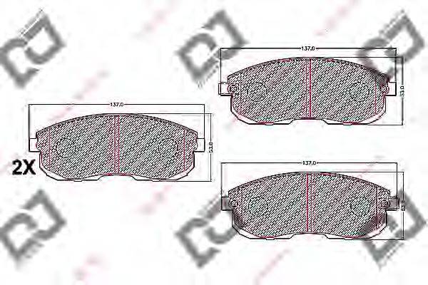 Комплект тормозных колодок, дисковый тормоз DJ PARTS BP1087