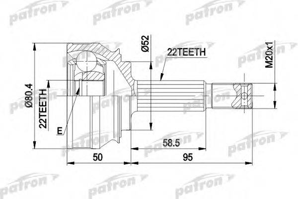 PATRON PCV1007 Шарнирный комплект, приводной вал
