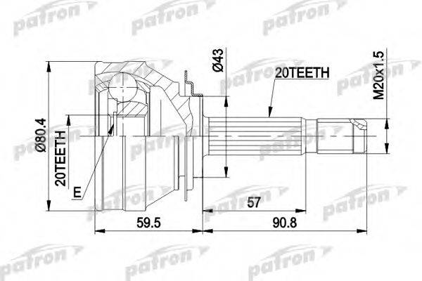 PATRON PCV1019 Шарнирный комплект, приводной вал