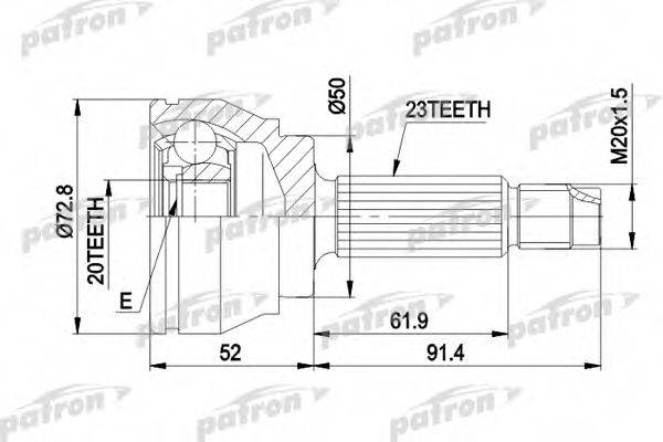 PATRON PCV1037 Шарнирный комплект, приводной вал