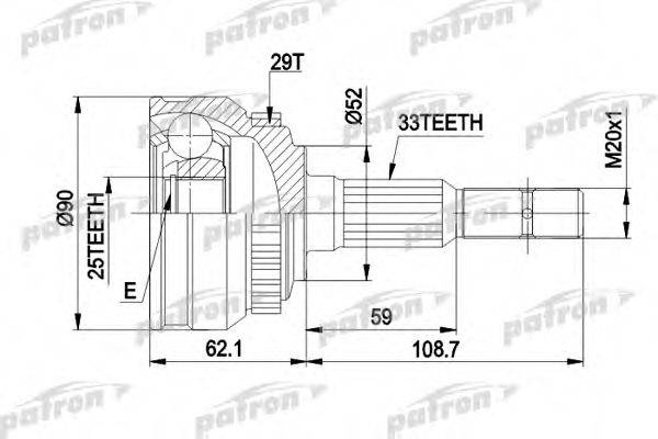 PATRON PCV1051 Шарнирный комплект, приводной вал