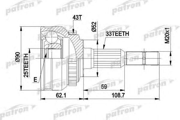 PATRON PCV1052 Шарнирный комплект, приводной вал