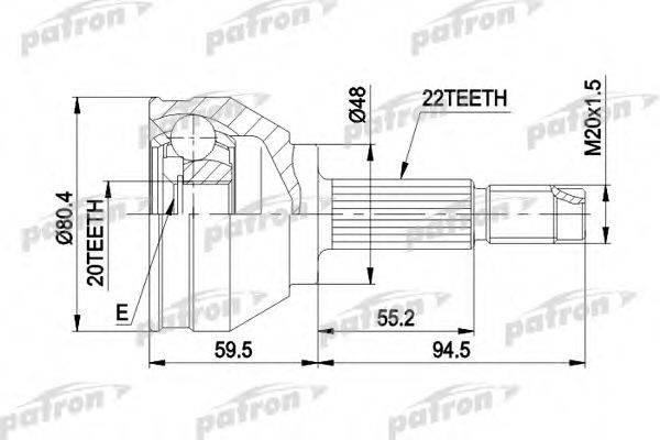 PATRON PCV1055 Шарнирный комплект, приводной вал