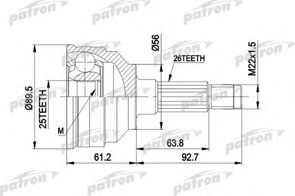 PATRON PCV1059 Шарнирный комплект, приводной вал