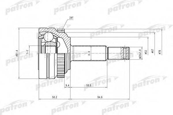 PATRON PCV1118 Шарнирный комплект, приводной вал