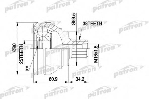 PATRON PCV1119 Шарнирный комплект, приводной вал