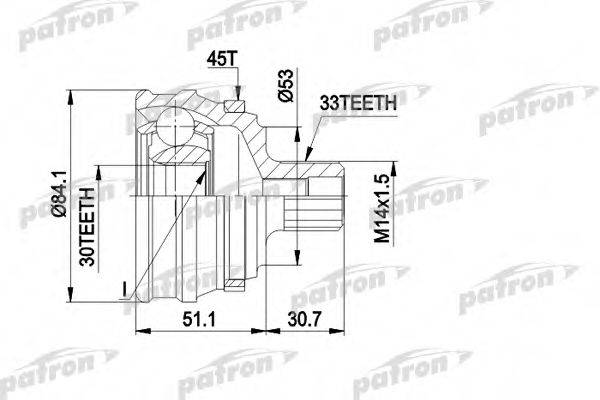 PATRON PCV1122 Шарнирный комплект, приводной вал