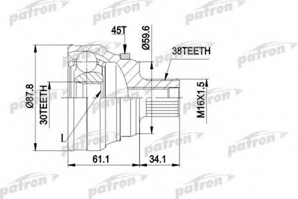 PATRON PCV1140 Шарнирный комплект, приводной вал