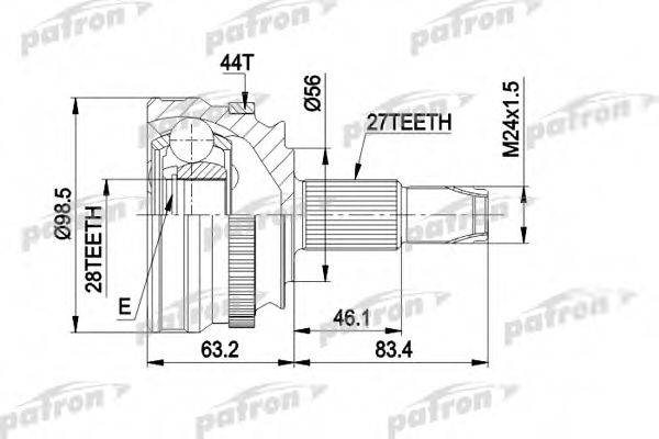 PATRON PCV1152 Шарнирный комплект, приводной вал
