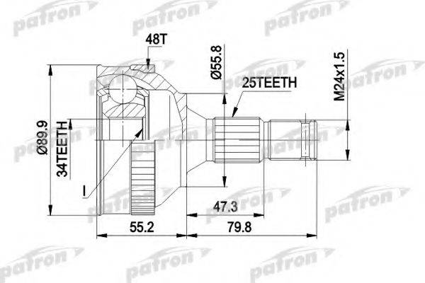 PATRON PCV1176 Шарнирный комплект, приводной вал