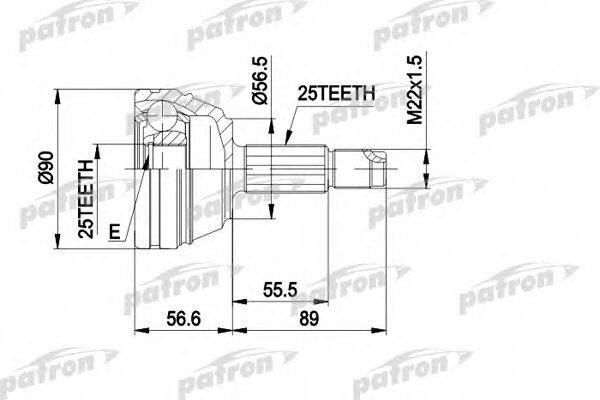 PATRON PCV1198 Шарнирный комплект, приводной вал