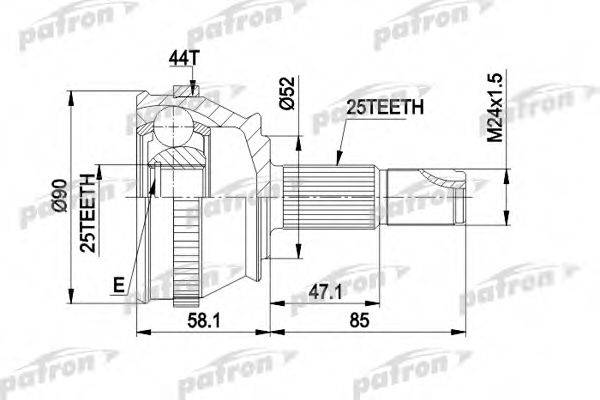 PATRON PCV1212 Шарнирный комплект, приводной вал