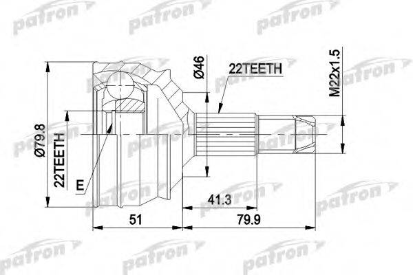 PATRON PCV1226 Шарнирный комплект, приводной вал